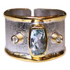 Midas Aquamarine Diamond Fine Silver 24 Karat Gold Ring